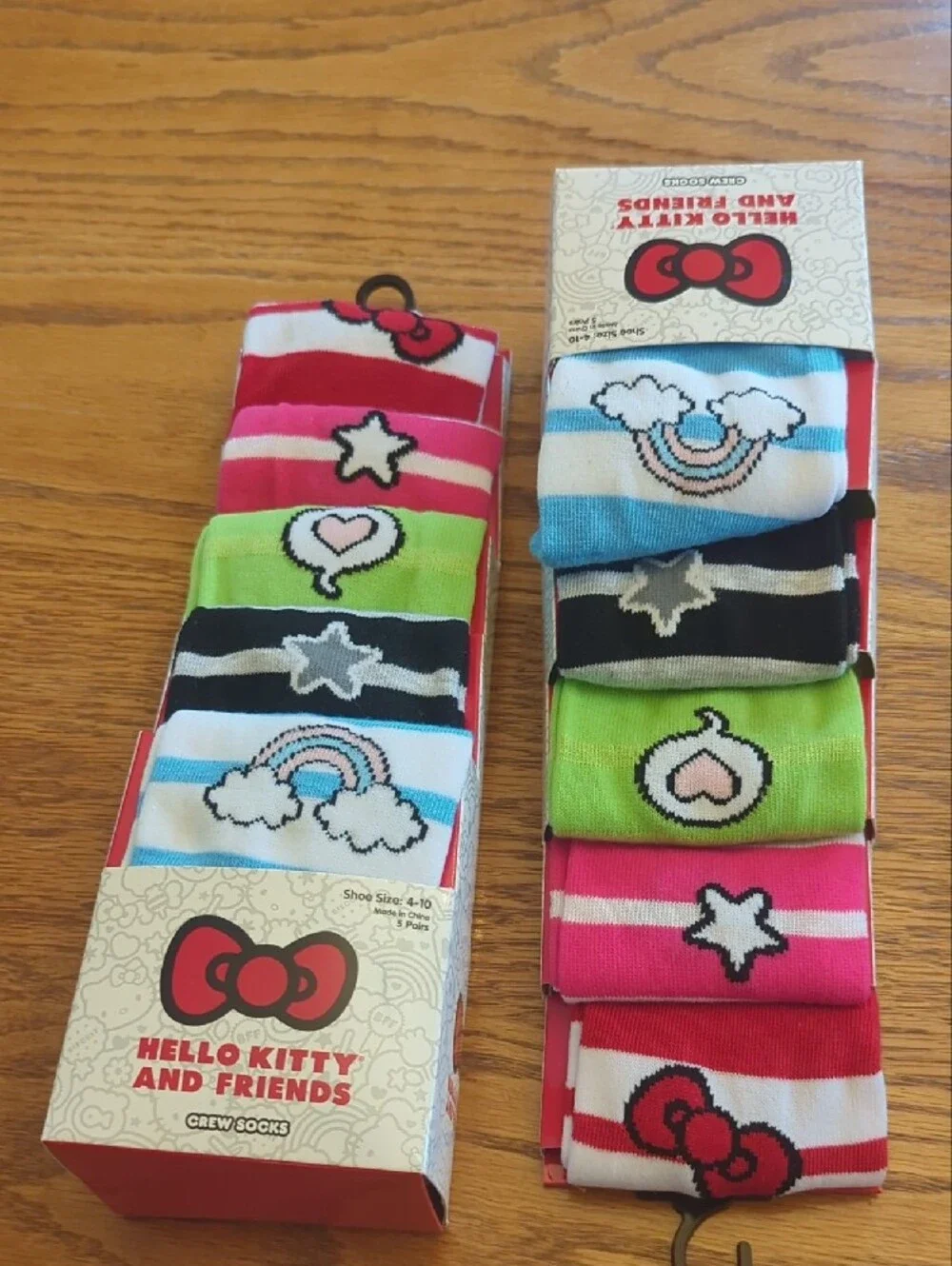 Hello Kitty Kids Sock Set with Red, Pink, Black, White, Green, Blue Accents